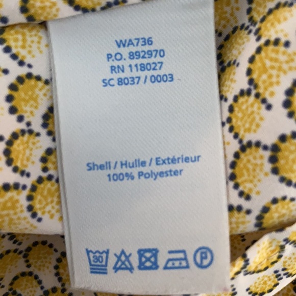 Boden Yellow Print Tie Neck Peasant Top 2P - Picture 8 of 10